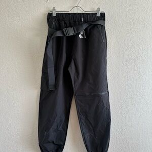 Black Cargo Pants with Tapered Legs and Drawstring Waistband